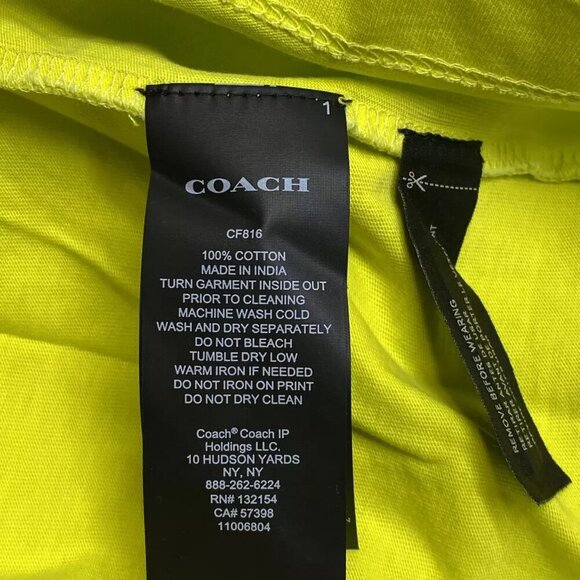 NEW COACH Mens T-Shirt Yellow Size XXXL Pocket Logo Short Sleeve Pullover Cotton - Picture 3 of 10
